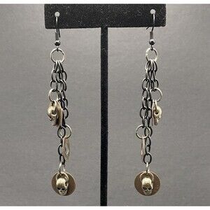 Handmade Skull & Washer Mixed Metal Earrings by Neanie-Bot